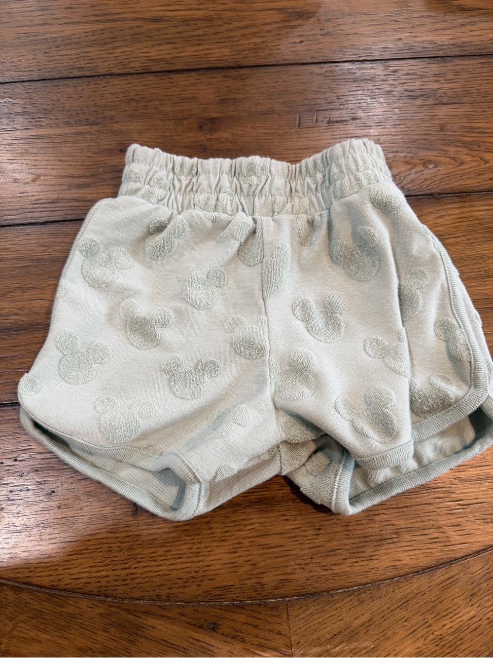Disney Mint Green Mickey Terry Shorts with Red Logo